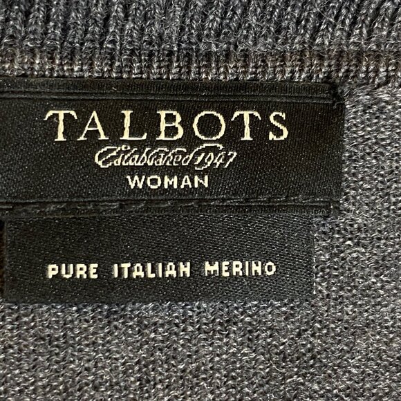 Talbots Womens 100% Pure Italian Merino Wool Cardigan Sweater soft ruffle size L - Picture 4 of 5